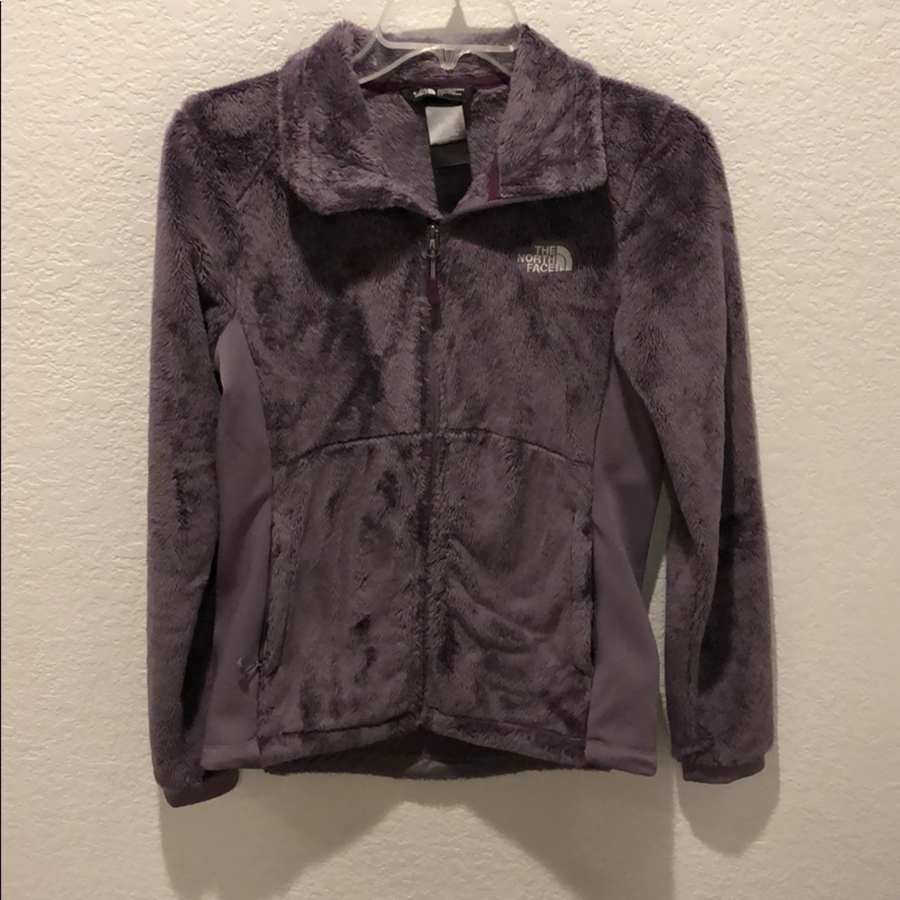 North Face Fuzzy Purple Zip Up Fleece
